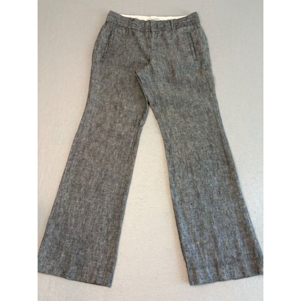 Banana Republic Martin Fit Grey 100% Linen Wide Trousers Pants Womens 4